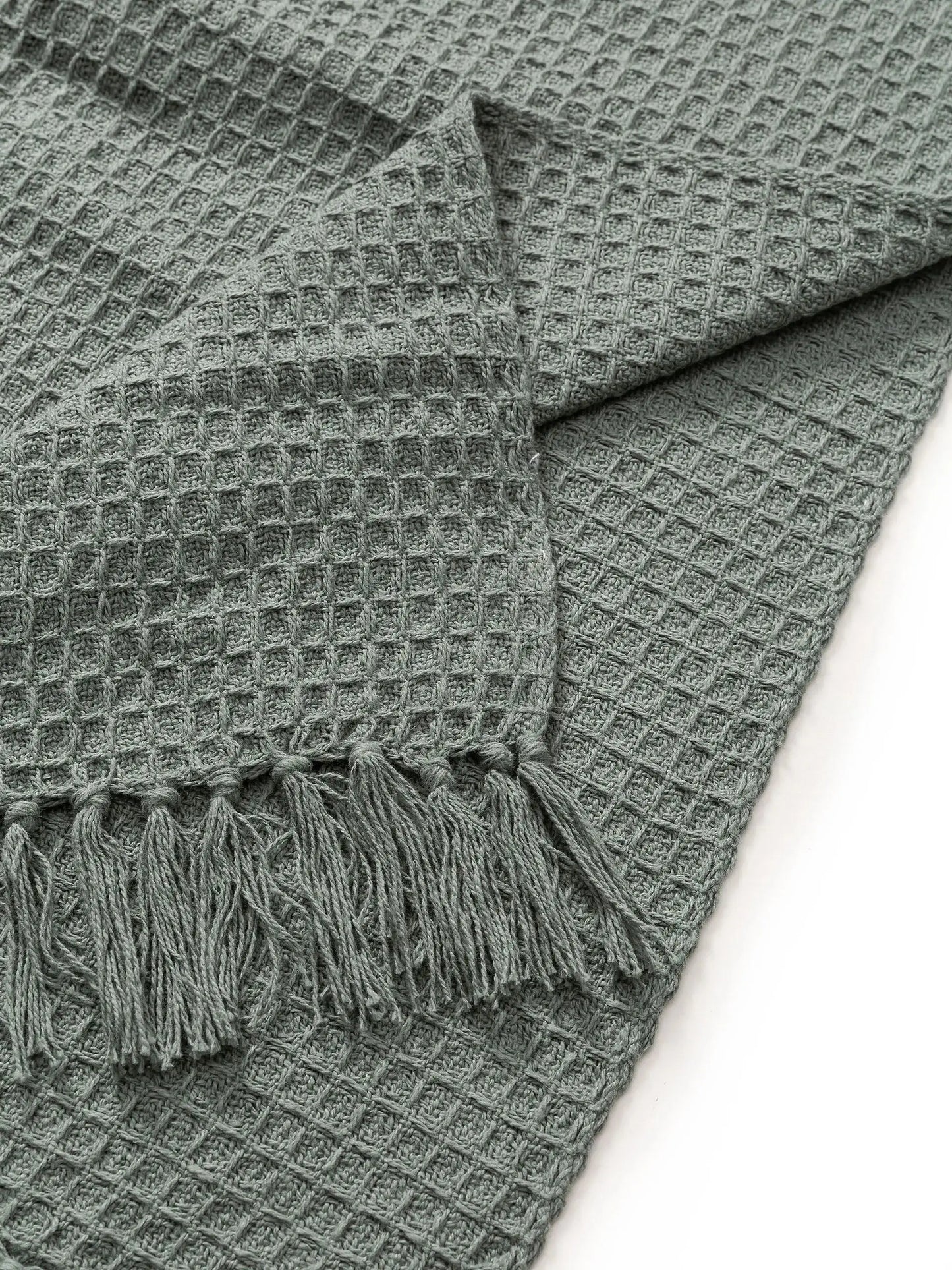 Plaid en Coton fait main Amelia Vert BENUTA