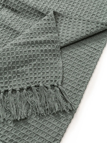 Plaid en Coton fait main Amelia Vert BENUTA