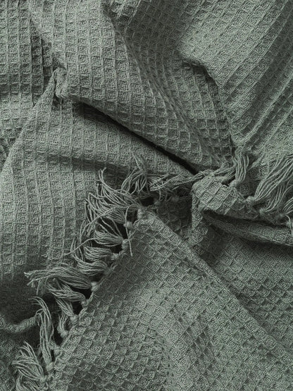 Plaid en Coton fait main Amelia Vert BENUTA