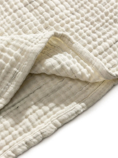 Plaid en Coton fait main JUNE Ivoire - 140x200 cm BENUTA