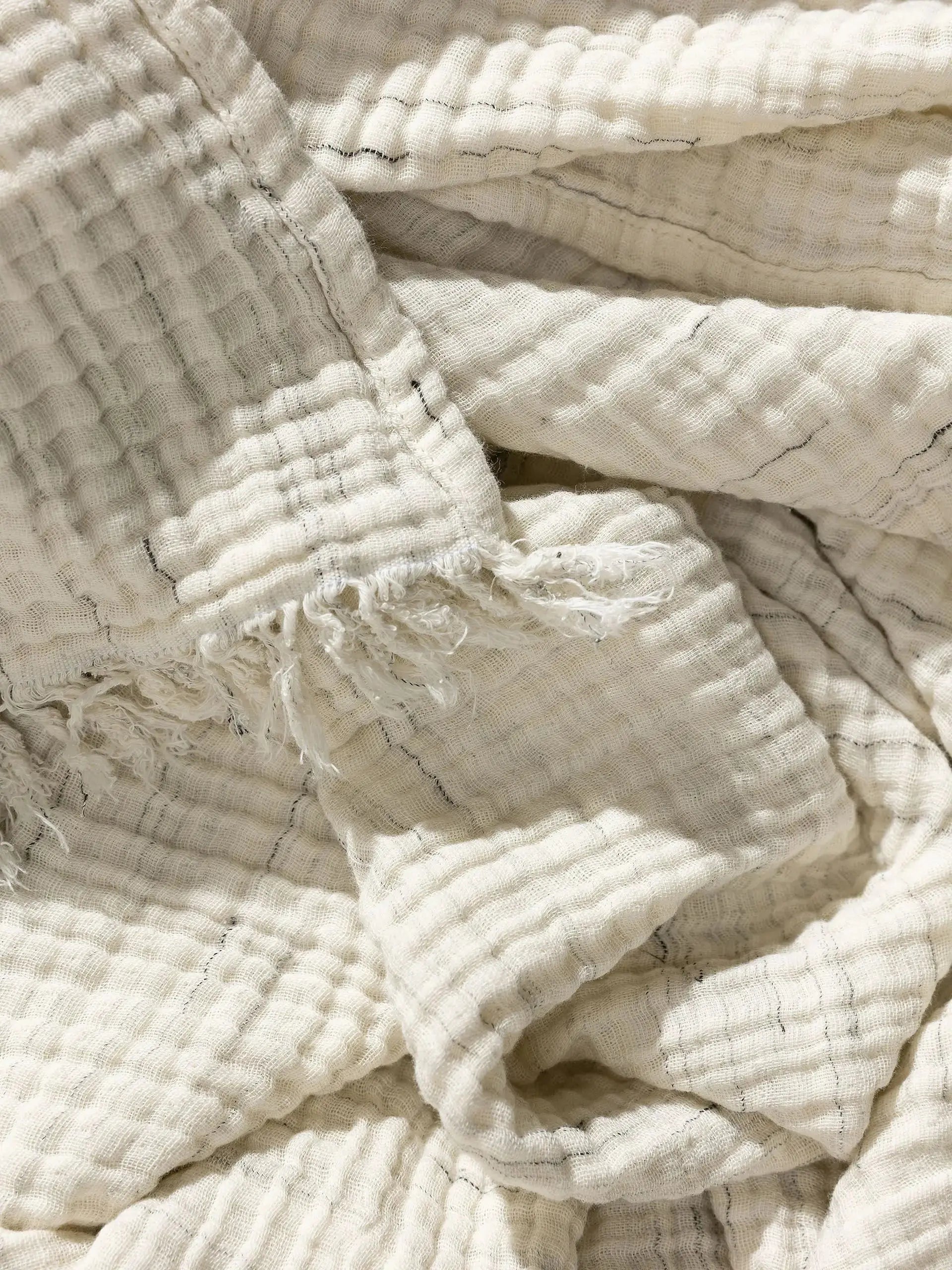 Plaid en Coton fait main JUNE Ivoire - 140x200 cm BENUTA