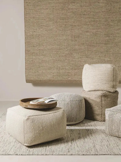 Pouf en Laine fait main ROCCA Beige et noir BENUTA