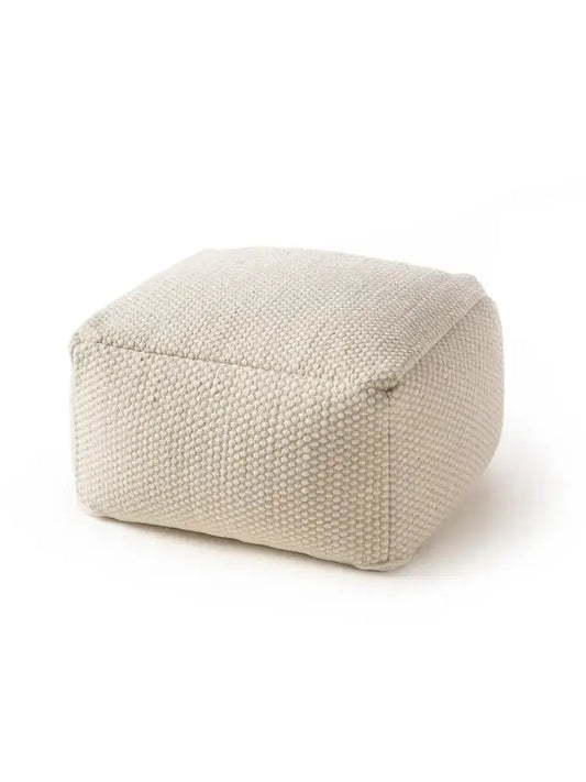 Pouf en laine fait main ROCCA Blanc BENUTA