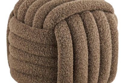 Pouf en tissu 100% Polyester NAPIER Marron HOUSE NORDIC