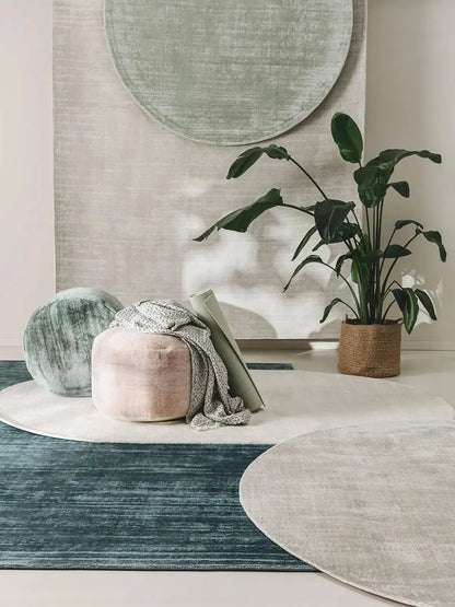 Pouf en tissu 100% Viscose fait main NOVA Crème BENUTA