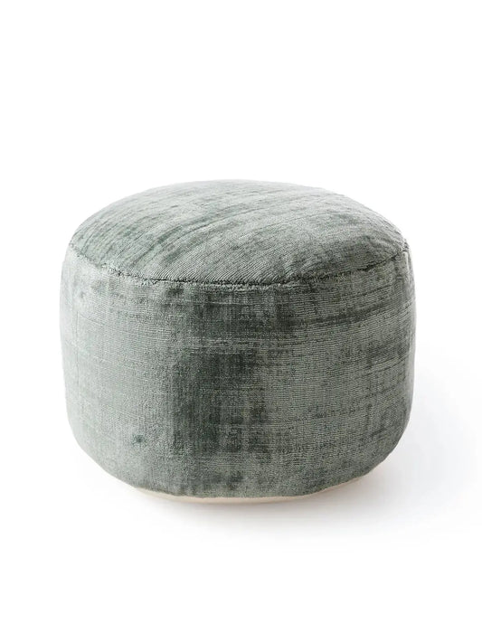 Pouf en tissu 100% Viscose fait main NOVA Vert Clair BENUTA
