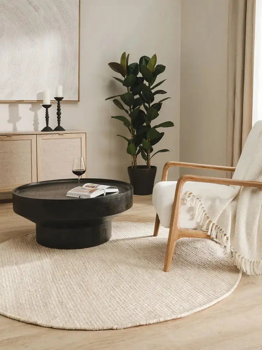 ROCCA - Tapis Rond de laine - Crème BENUTA