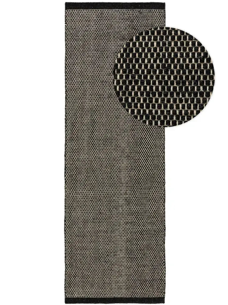 ROCCA - Tapis de Couloir en laine - Noir et Blanc BENUTA