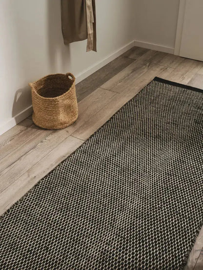 ROCCA - Tapis de Couloir en laine - Noir et Blanc BENUTA