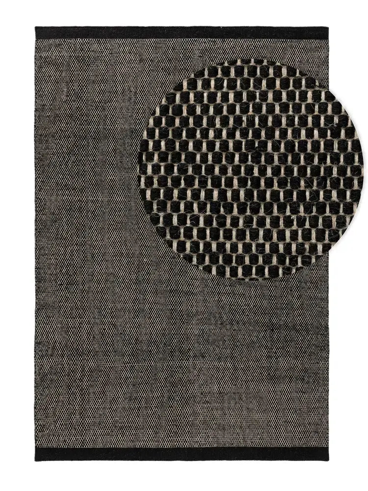 ROCCO - Tapis de laine - Noir et Blanc BENUTA
