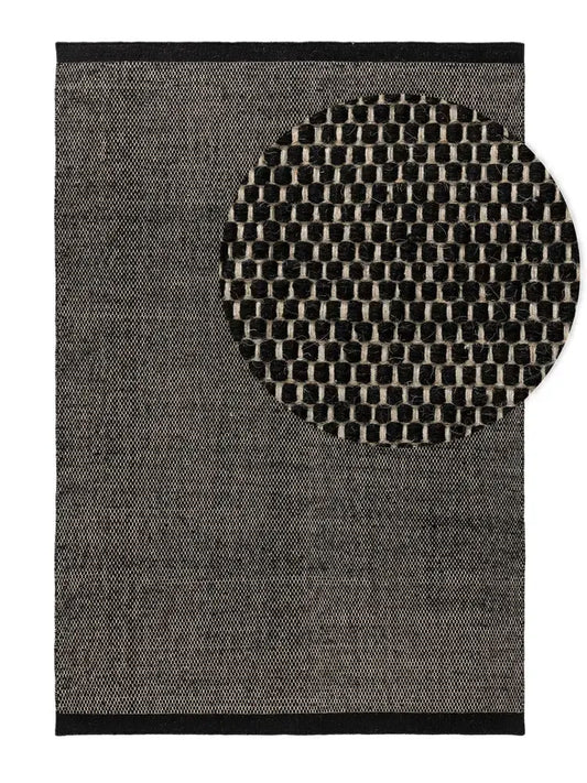 ROCCO - Tapis de laine - Noir et Blanc BENUTA