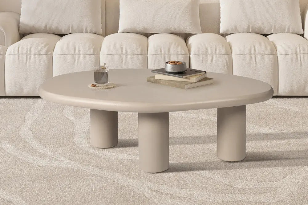 TAVINA - Table Basse Effet Ciment - 120 cm - Ciment Beige ROUSSEAU