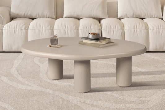 TAVINA - Table Basse Effet Ciment - 120 cm - Ciment Beige ROUSSEAU