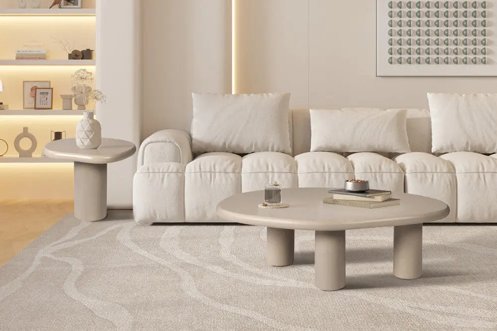 TAVINA - Table Basse Effet Ciment - 120 cm - Ciment Beige ROUSSEAU