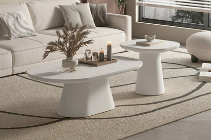 TAVINA - Table Basse Effet Ciment - 120 cm - Ciment Blanc ROUSSEAU