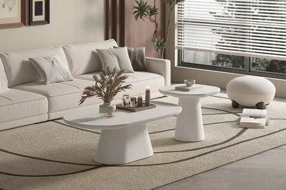 TAVINA - Table Basse Effet Ciment - 120 cm - Ciment Blanc ROUSSEAU