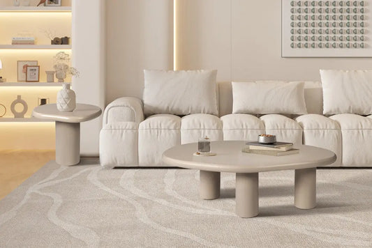 TAVINA - Table Basse Effet Ciment - 58 cm - Ciment Beige ROUSSEAU