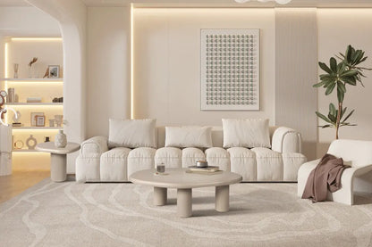 TAVINA - Table Basse Effet Ciment - 58 cm - Ciment Beige ROUSSEAU