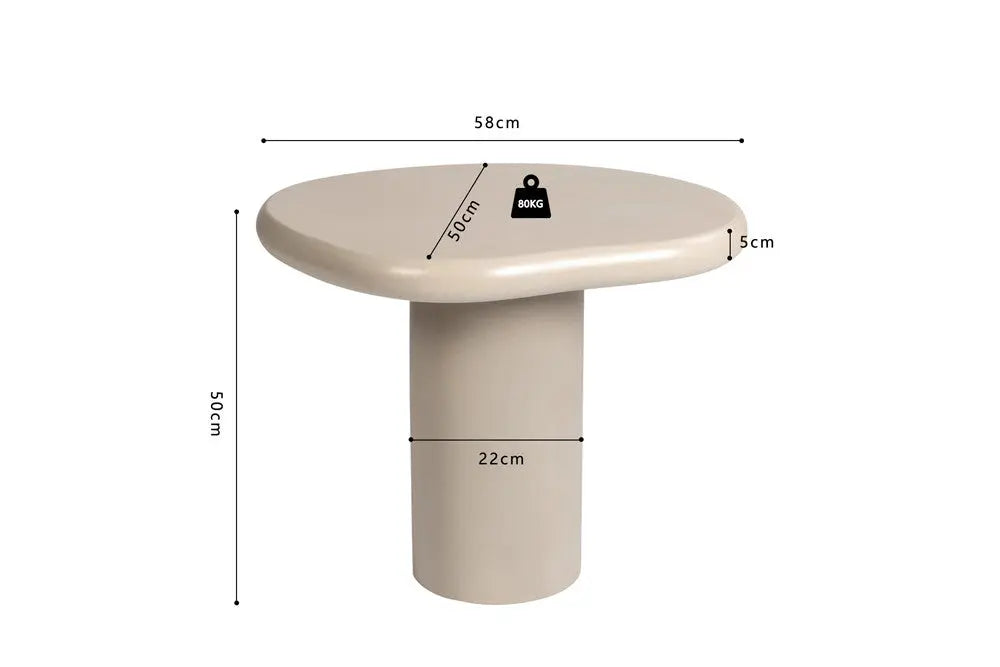 TAVINA - Table Basse Effet Ciment - 58 cm - Ciment Beige ROUSSEAU