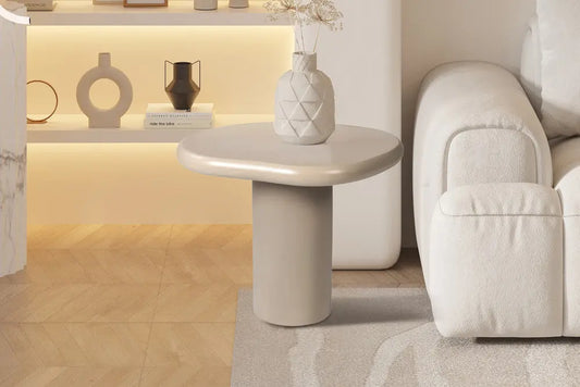 TAVINA - Table Basse Effet Ciment - 58 cm - Ciment Beige ROUSSEAU