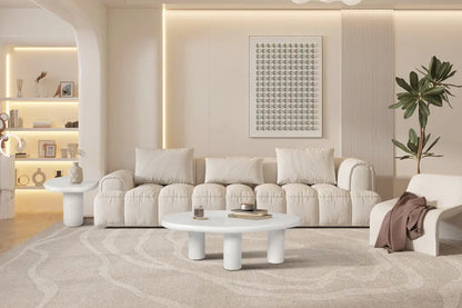 TAVINA - Table Basse Effet Ciment - 58 cm - Ciment Blanc ROUSSEAU