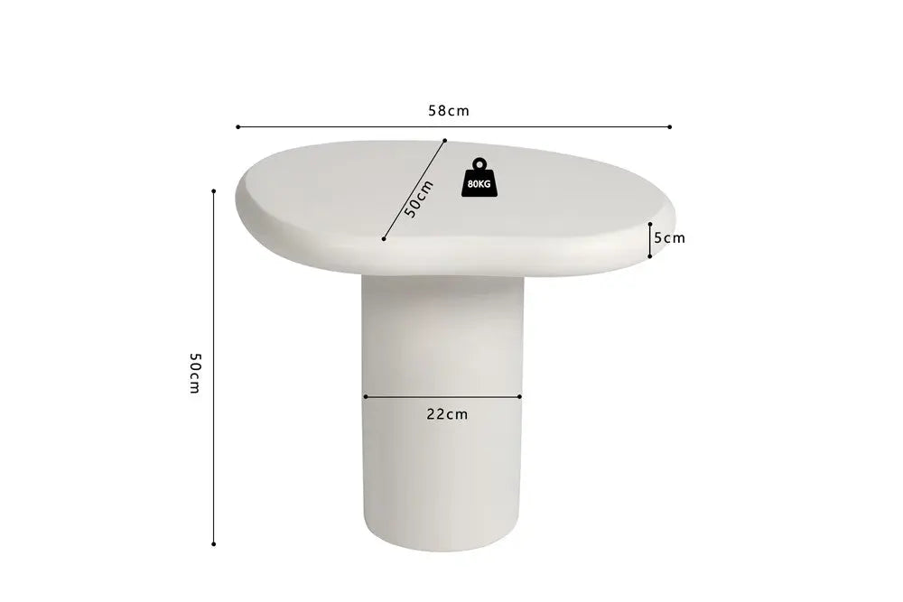 TAVINA - Table Basse Effet Ciment - 58 cm - Ciment Blanc ROUSSEAU