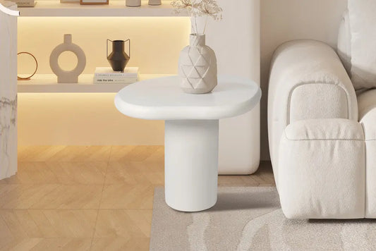 TAVINA - Table Basse Effet Ciment - 58 cm - Ciment Blanc ROUSSEAU