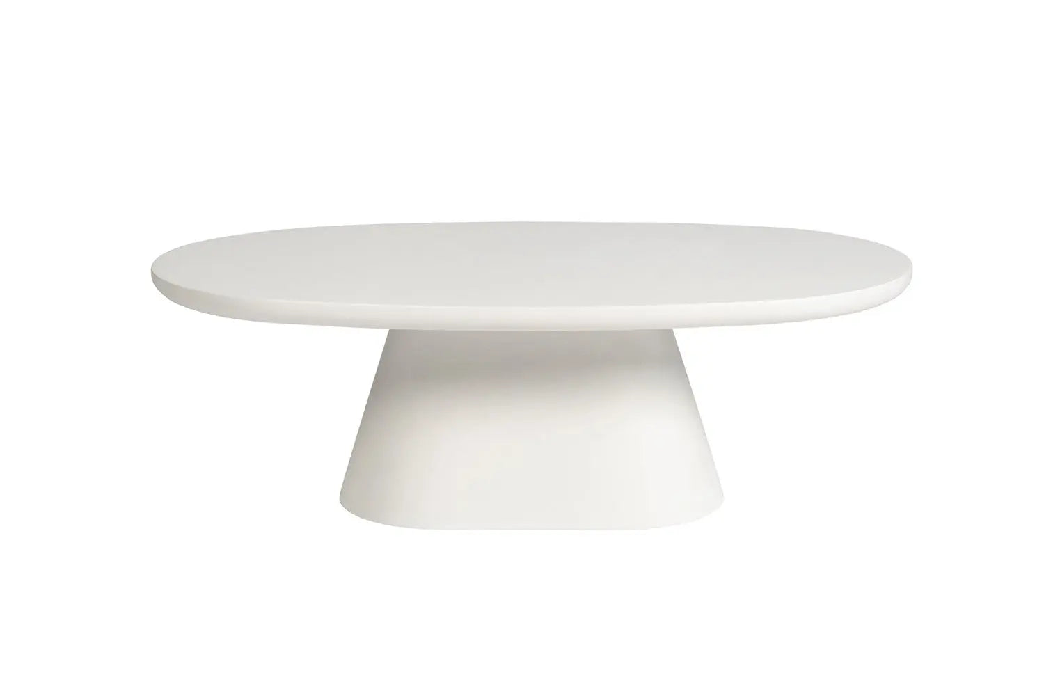 TAVINA - Table Basse Ovale Effet Ciment - 120 cm - Ciment Blanc ROUSSEAU