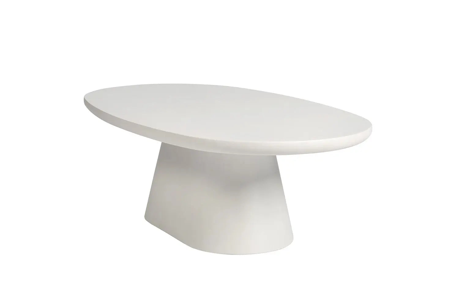 TAVINA - Table Basse Ovale Effet Ciment - 120 cm - Ciment Blanc ROUSSEAU