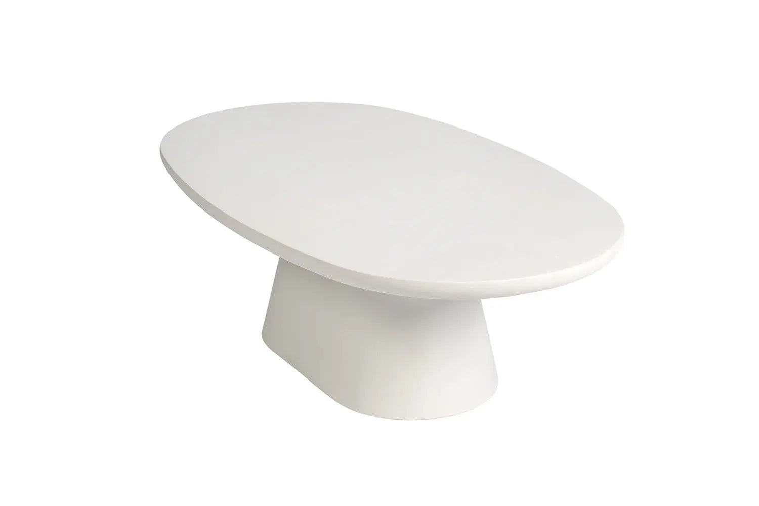 TAVINA - Table Basse Ovale Effet Ciment - 120 cm - Ciment Blanc ROUSSEAU