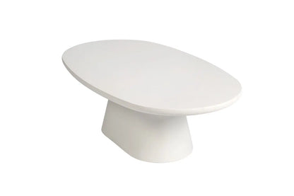 TAVINA - Table Basse Ovale Effet Ciment - 120 cm - Ciment Blanc ROUSSEAU