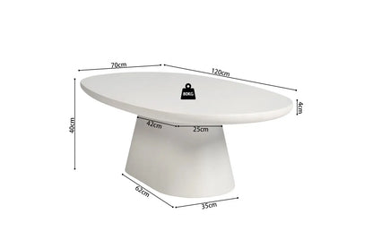 TAVINA - Table Basse Ovale Effet Ciment - 120 cm - Ciment Blanc ROUSSEAU