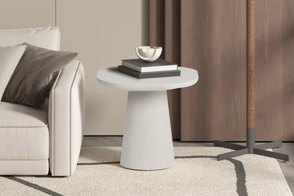 TAVINA - Table Basse Ovale Effet Ciment - 55 cm - Ciment Blanc ROUSSEAU