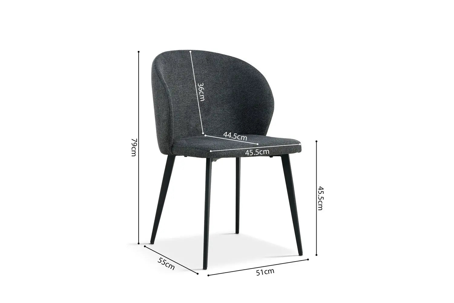 TINA - Chaise de Salle à Manger - 51 x 55 cm - Gris foncé ROUSSEAU