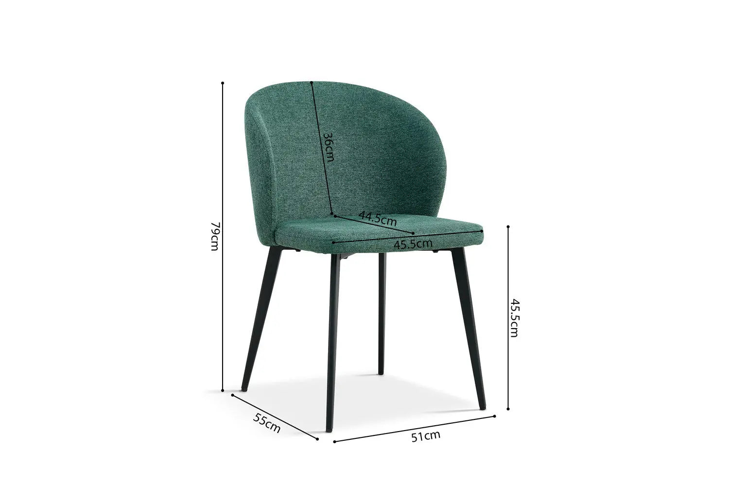 TINA - Lot de Chaises de Salle à Manger - 51 x 55 cm - Vert ROUSSEAU