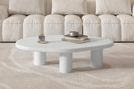 Table Basse Effet Ciment  Blanc TAVINA - 120 cm ROUSSEAU