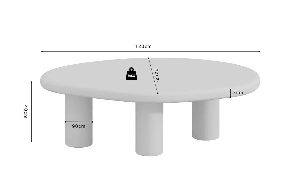 Table Basse Effet Ciment  Blanc TAVINA - 120 cm ROUSSEAU
