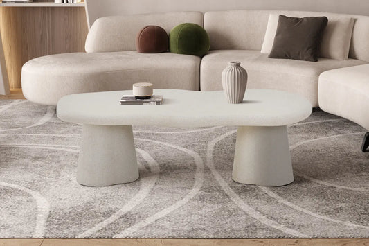 Table Basse Effet Ciment FARY Ciment Beige - 130 cm ROUSSEAU