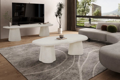 Table Basse Effet Ciment FARY Ciment Beige - 130 cm ROUSSEAU