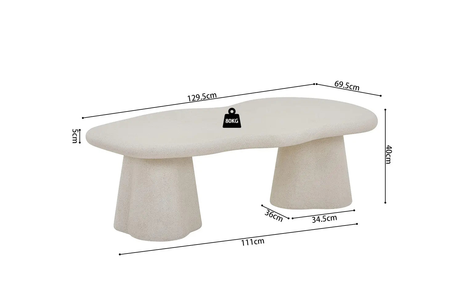 Table Basse Effet Ciment FARY Ciment Beige - 130 cm ROUSSEAU