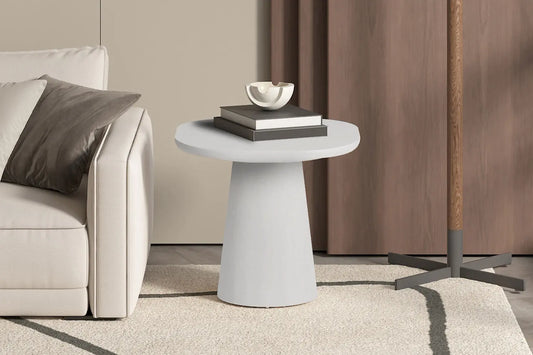Table Basse Ovale Effet Ciment Ecru TAVINA - 55 cm ROUSSEAU