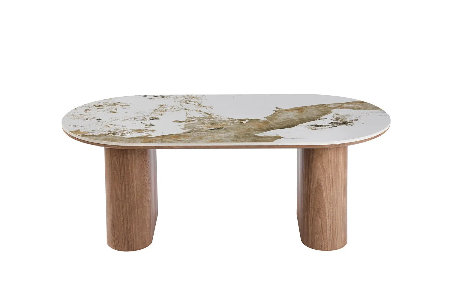 Table Basse Ovale en Pierre Brillante AVORA Beige - 120 x 60 cm TIKOYA