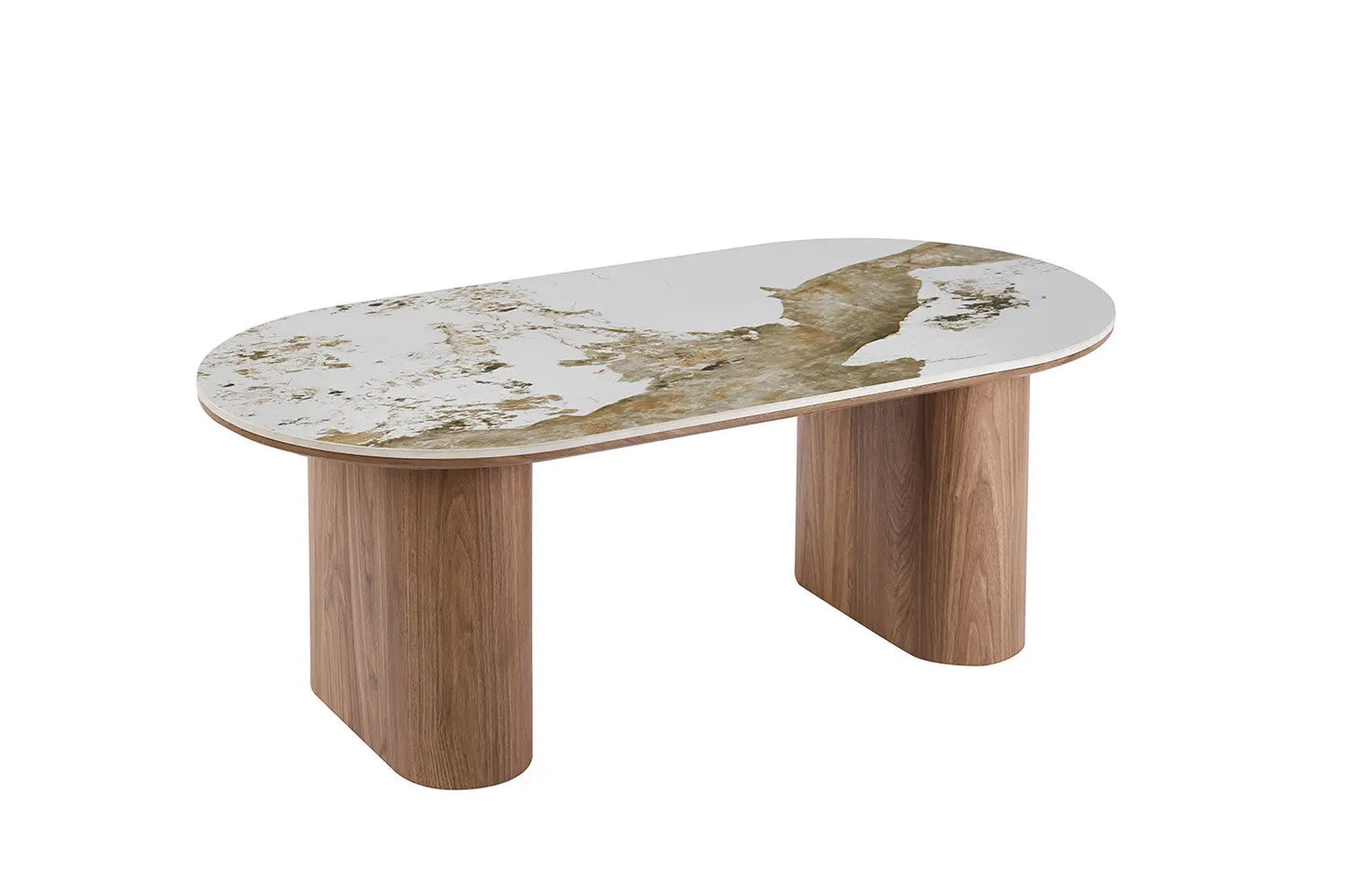 Table Basse Ovale en Pierre Brillante AVORA Beige - 120 x 60 cm TIKOYA