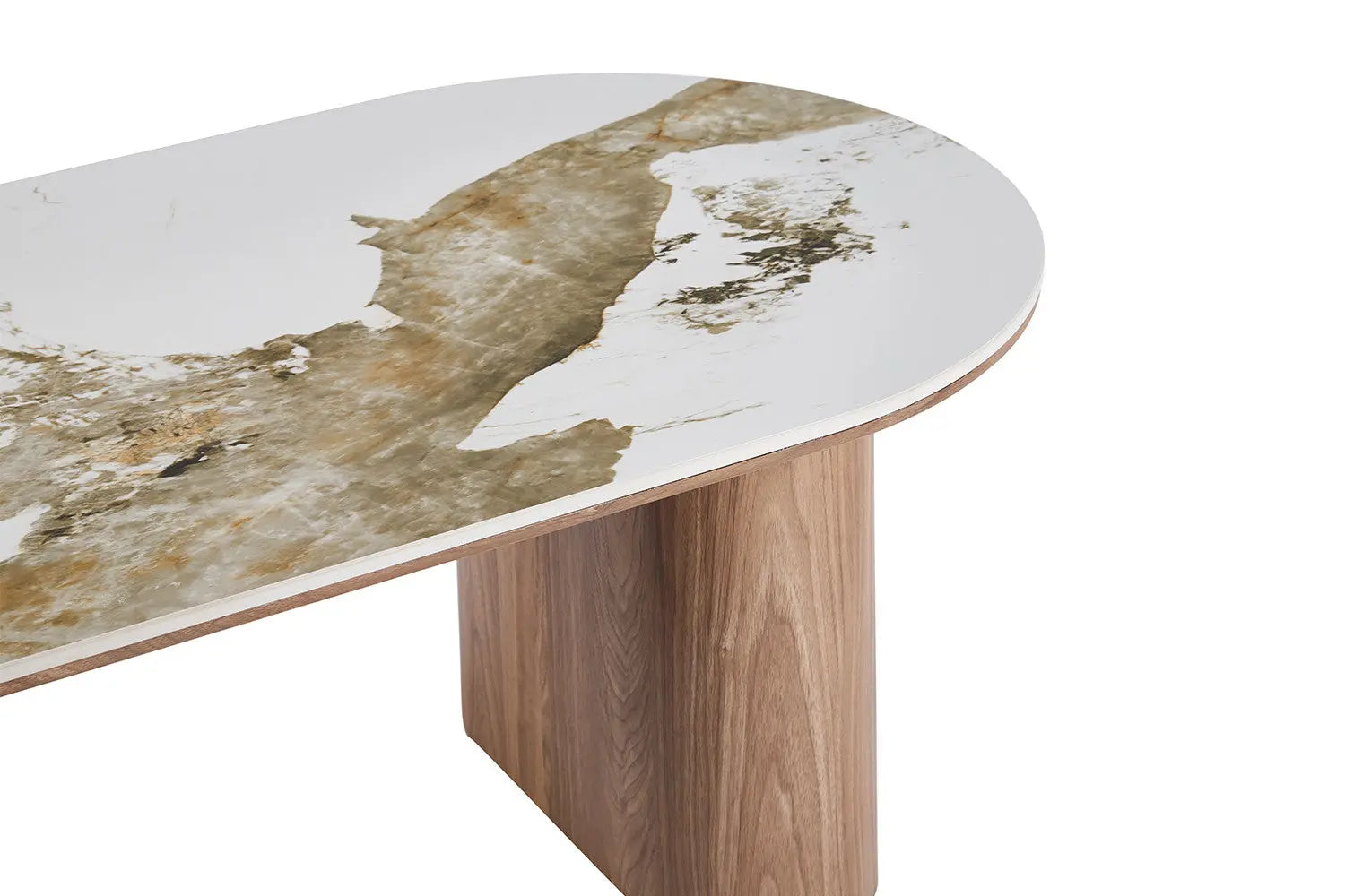 Table Basse Ovale en Pierre Brillante AVORA Beige - 120 x 60 cm TIKOYA