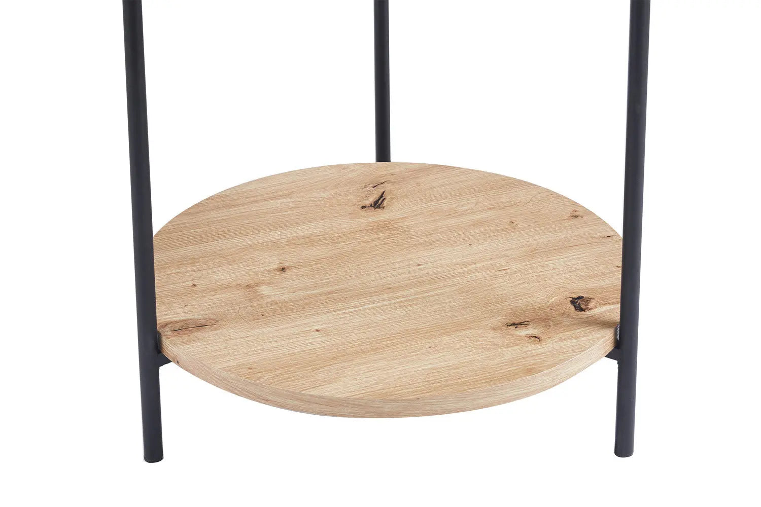 Table Basse Ronde Effet Chêne Vieilli DALYNA avec des pieds en acier noir - 45 cm ROUSSEAU