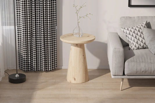 Table Basse Ronde Effet Chêne Vieilli LUKA - 45 cm ROUSSEAU