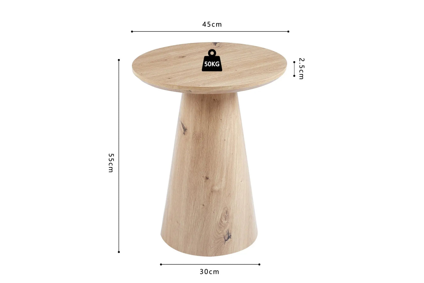 Table Basse Ronde Effet Chêne Vieilli LUKA - 45 cm ROUSSEAU