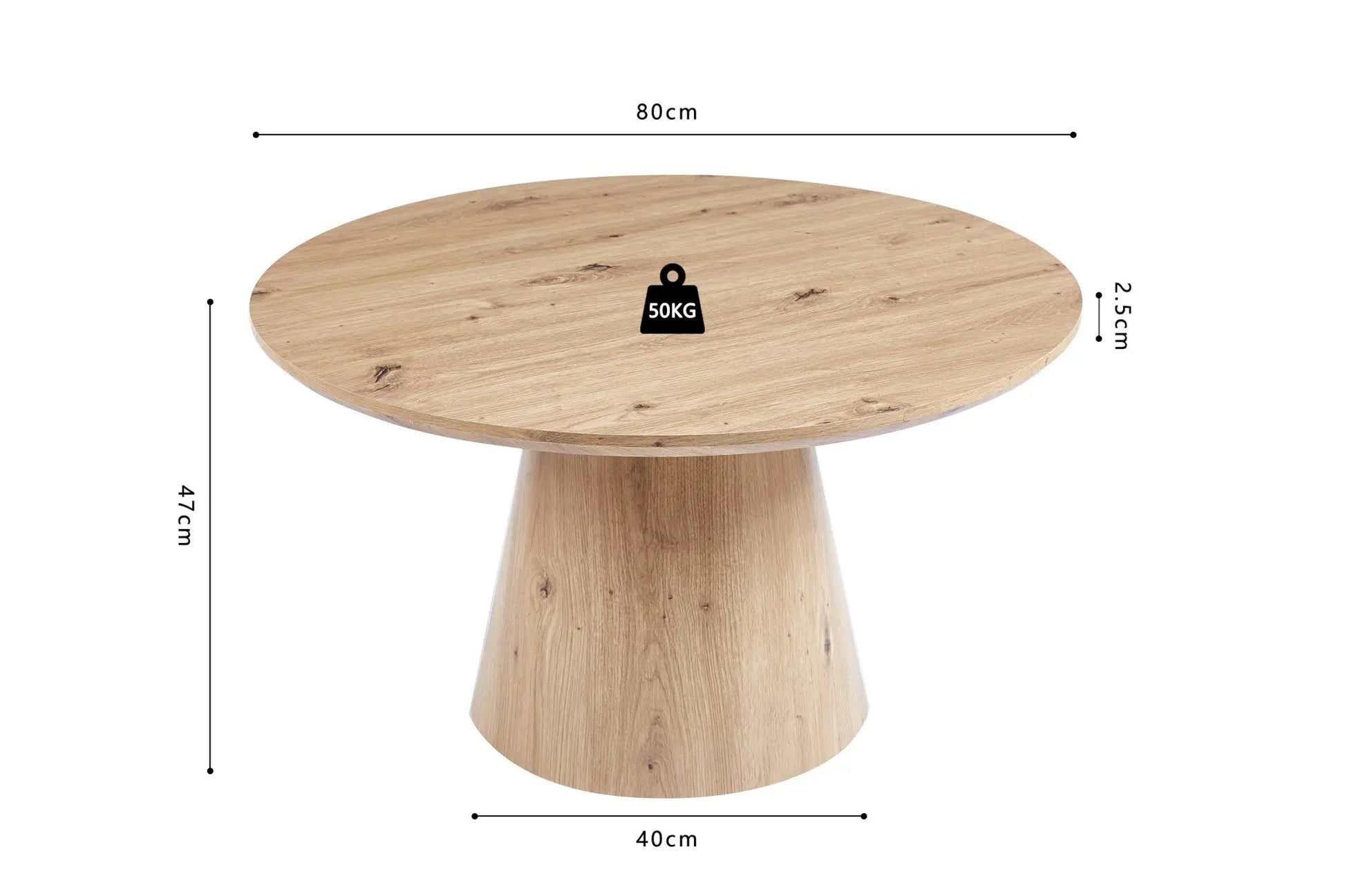 Table Basse Ronde Effet Chêne Vieilli LUKA - 80 cm ROUSSEAU