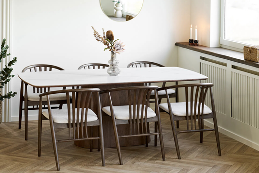 Table Rectangulaire de Salle à Manger Plateau Blanc en Céramique NOLI - 90x200 cm HOUSE NORDIC