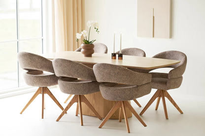Table Rectangulaire de Salle à Manger Plateau en Céramique NOLI Naturel - 90x200 cm HOUSE NORDIC